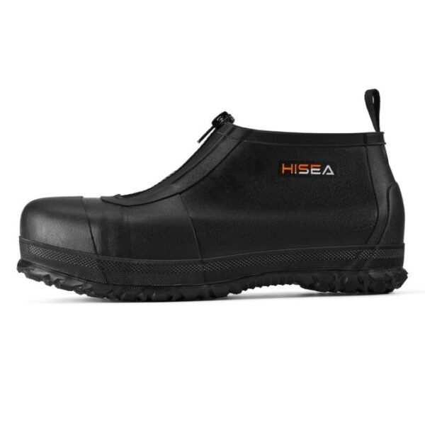 Black Zip-up Steel Toe Seamless Rubber Rain Boots Covers
